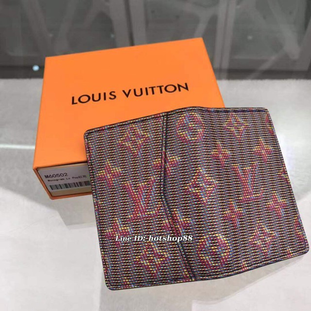 路易威登LV錢包 M60502紅花 2019秋冬款 男女款卡夾 LV新款帆布皮夾卡包 xxlv1910